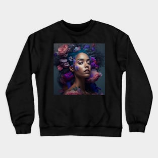 Girl with purple flowers Crewneck Sweatshirt